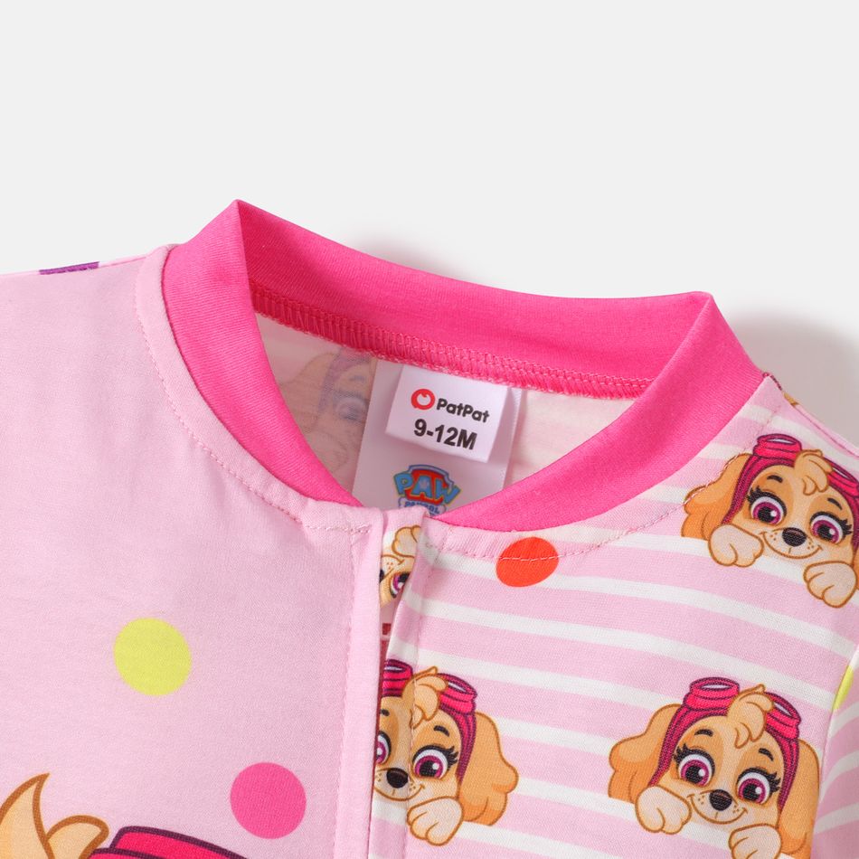 PAW Patrol Little Boy/Girl Allover Print Striped Long-sleeve Zip Jumpsuit Pink big image 4