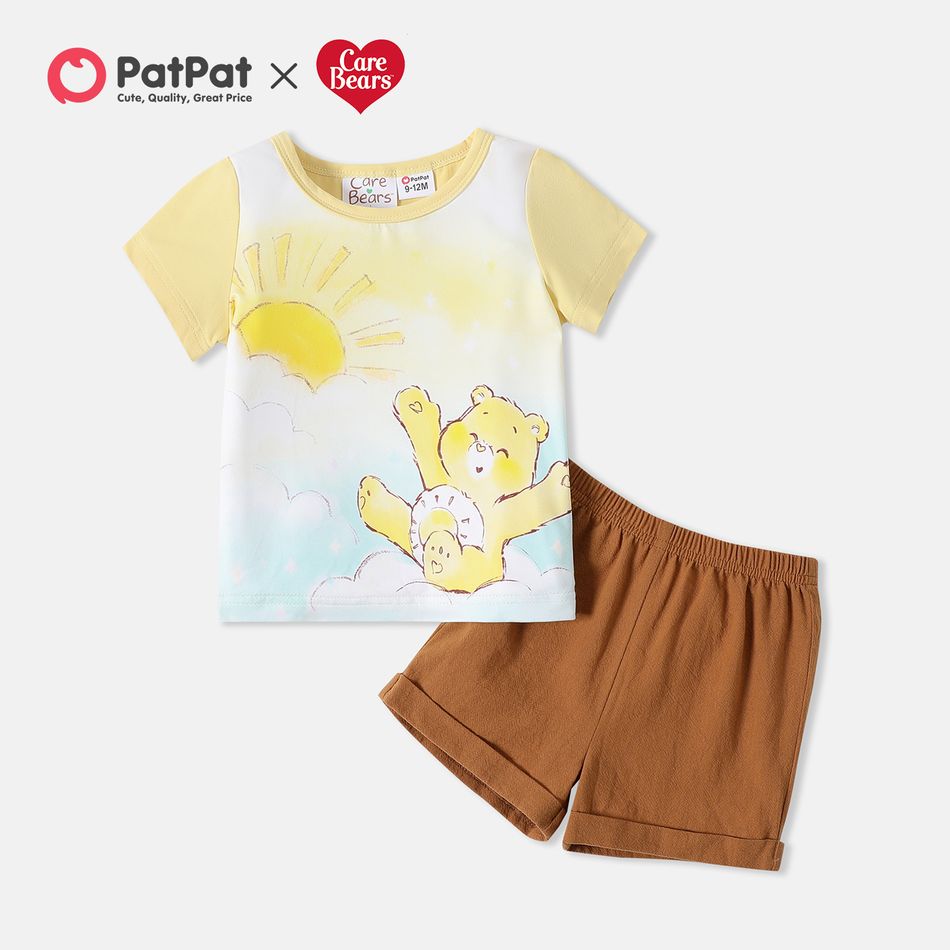 Care Bears 2pcs Baby Boy Short-sleeve Graphic Tee and Solid Shorts Set Beige big image 1