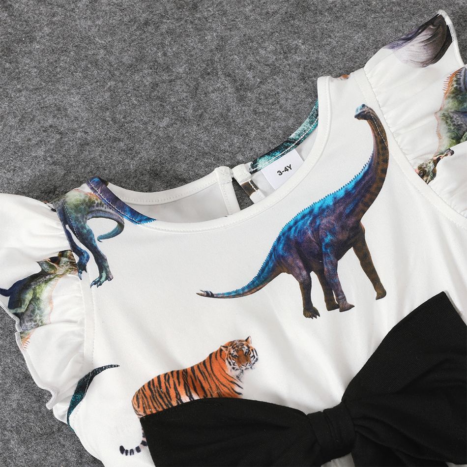 Sibling Matching Allover Dinosaur Print Dress and Tank Top White big image 3