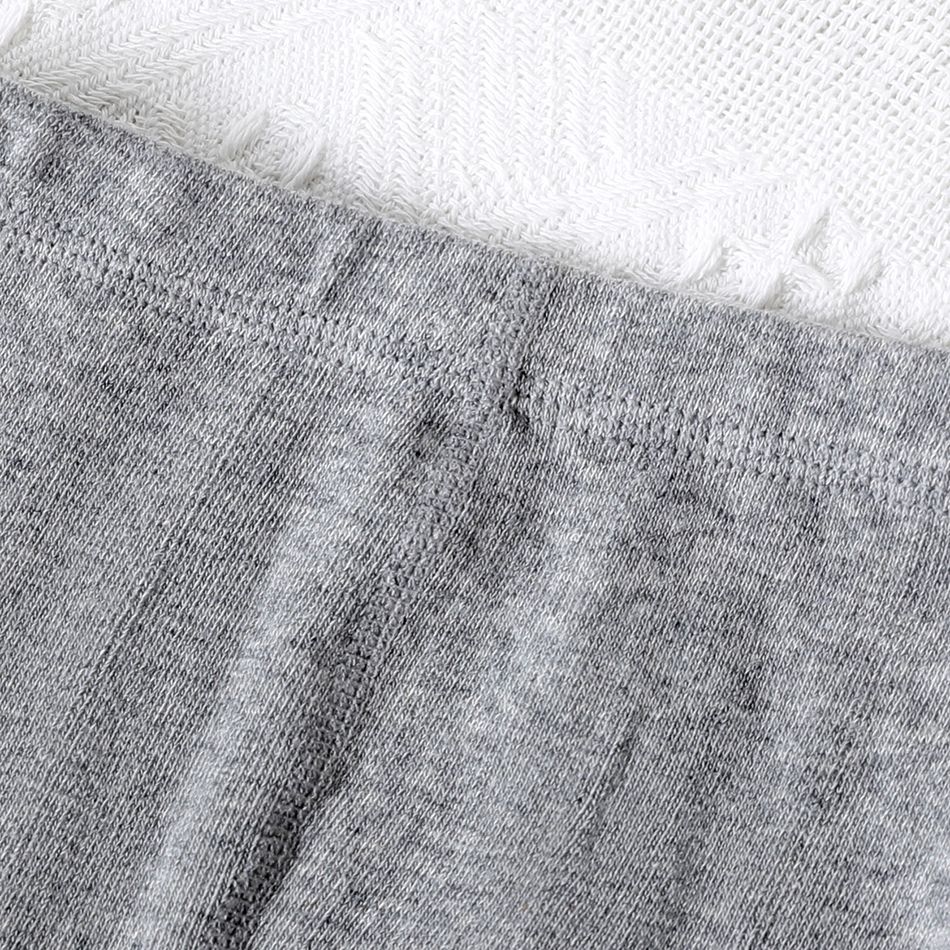 Kid Girl 100% Cotton Solid Color Knit Footie Tights Grey big image 4
