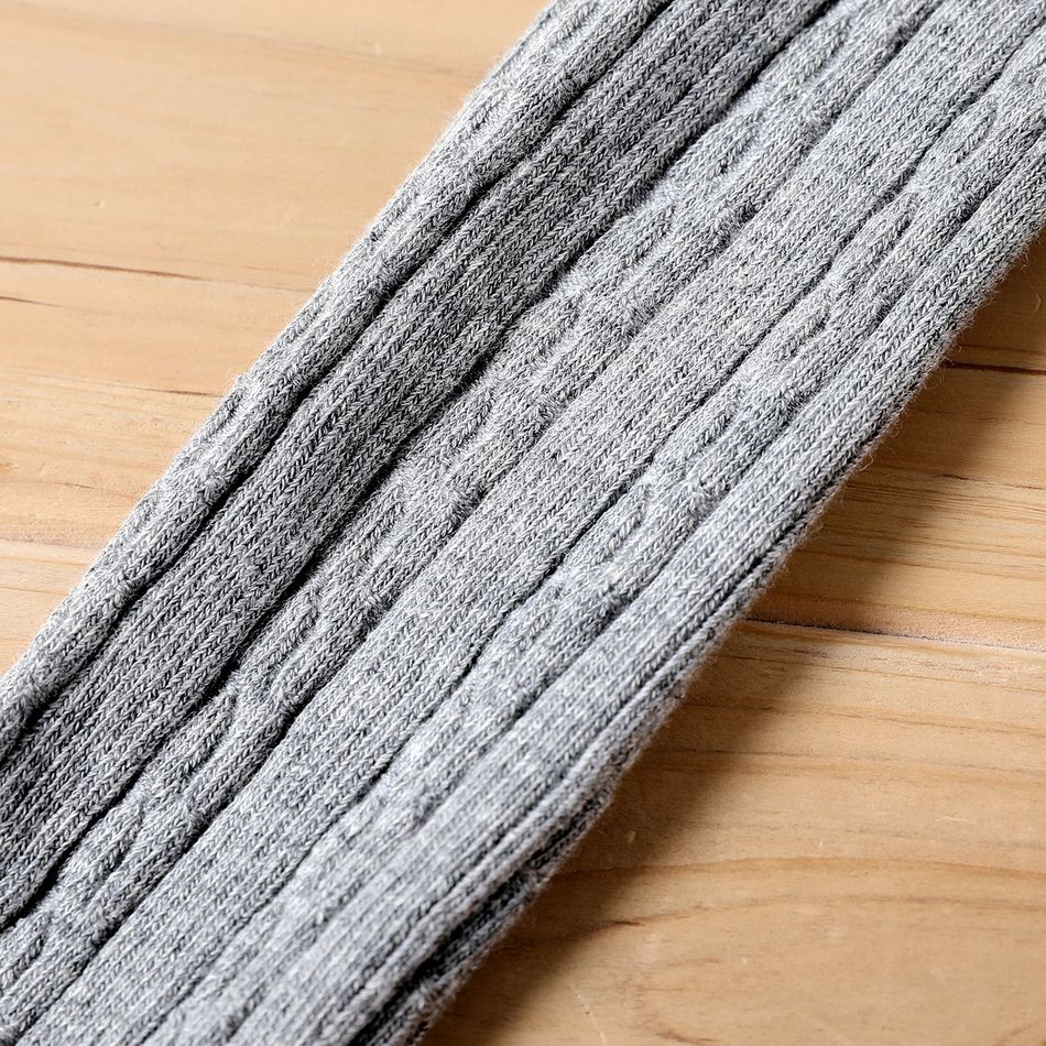 Kid Girl 100% Cotton Solid Color Knit Footie Tights Grey big image 5