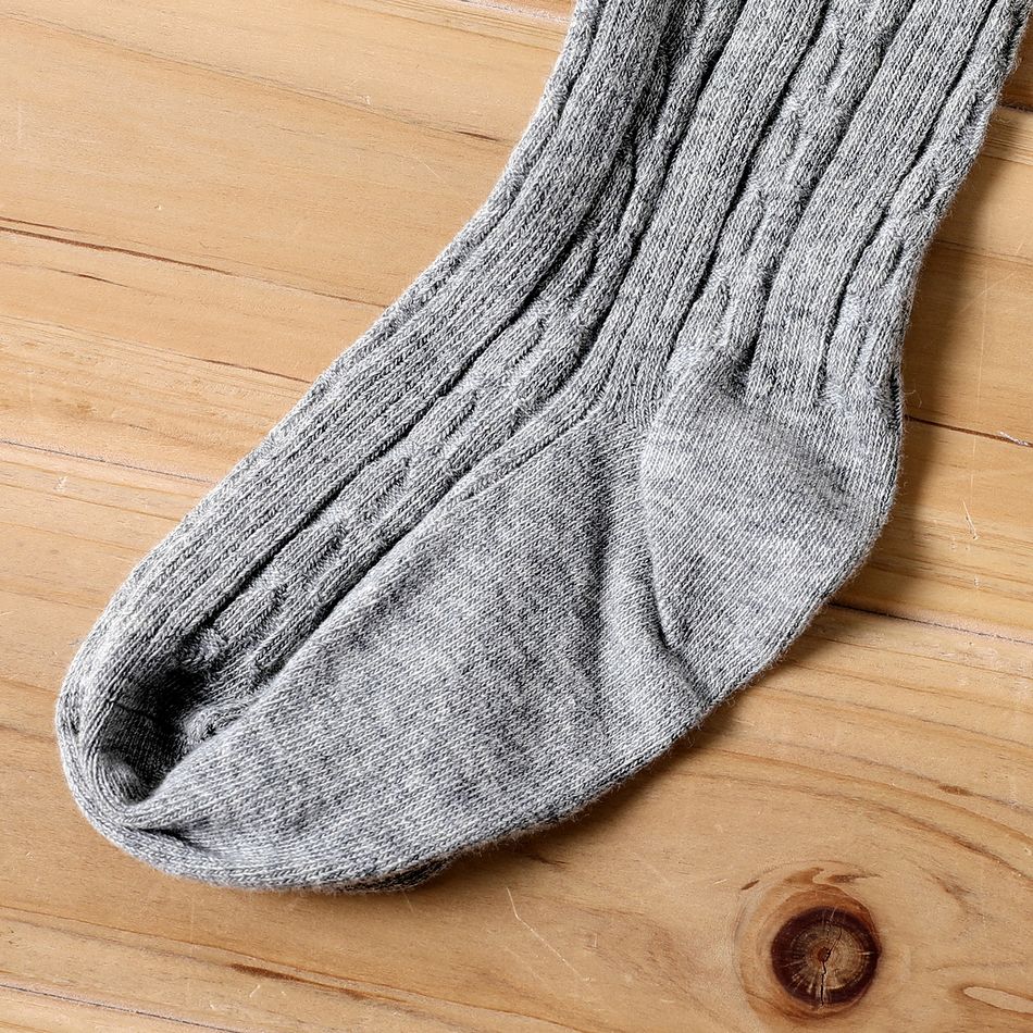 Kid Girl 100% Cotton Solid Color Knit Footie Tights Grey big image 6