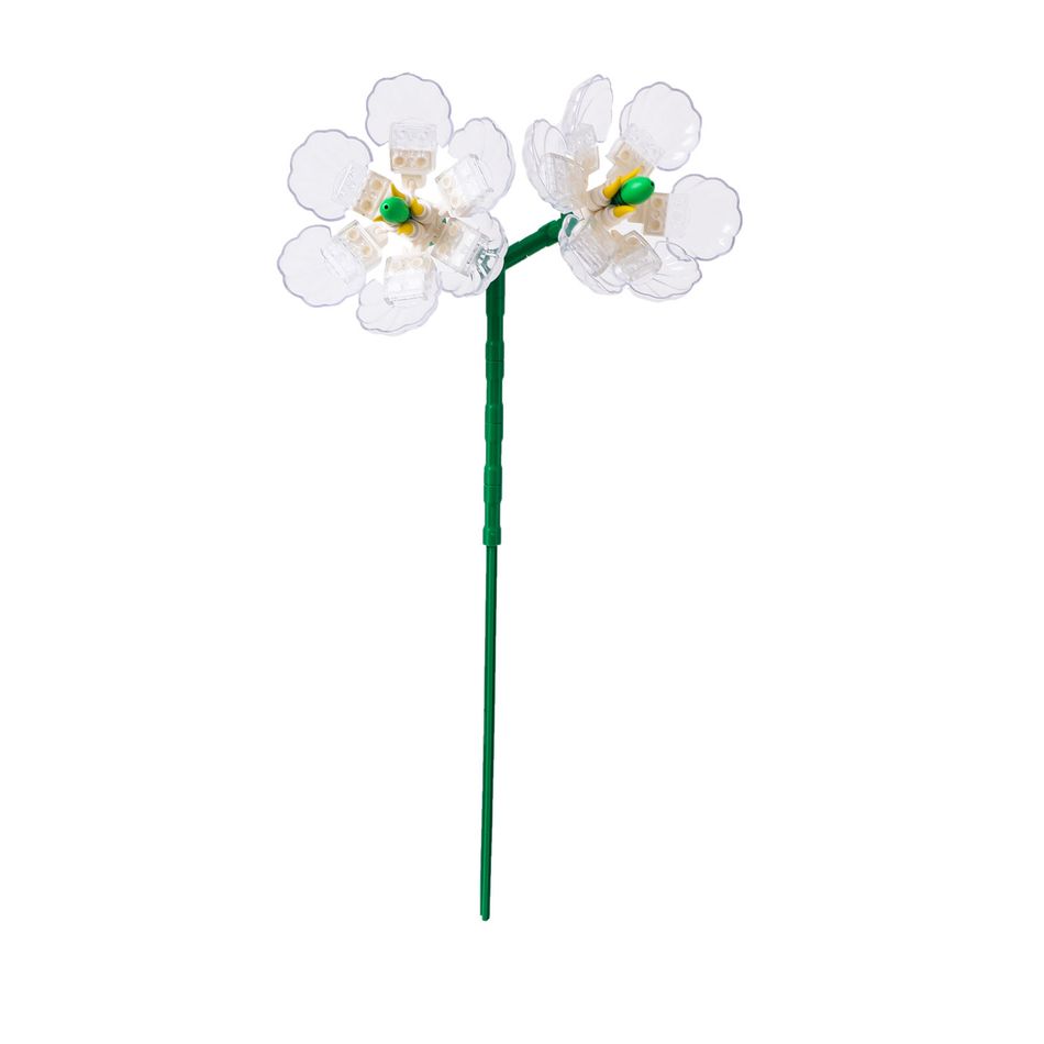 مجموعة مكعبات بناء زهور باقة زهور اصطناعية ذاتية الصنع ألعاب بناء مشروع إبداعي هدية للكبار والأطفال أبيض big image 3