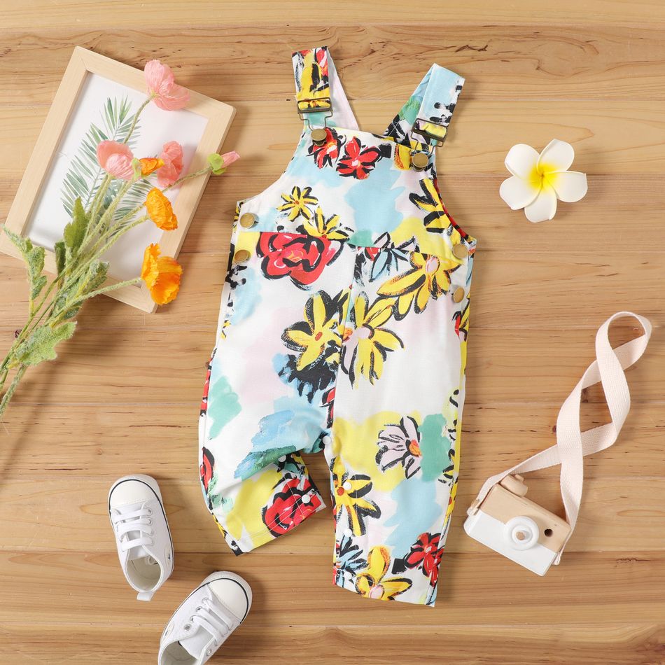 Baby Boy/Girl Allover Floral Print Overalls Multi-color