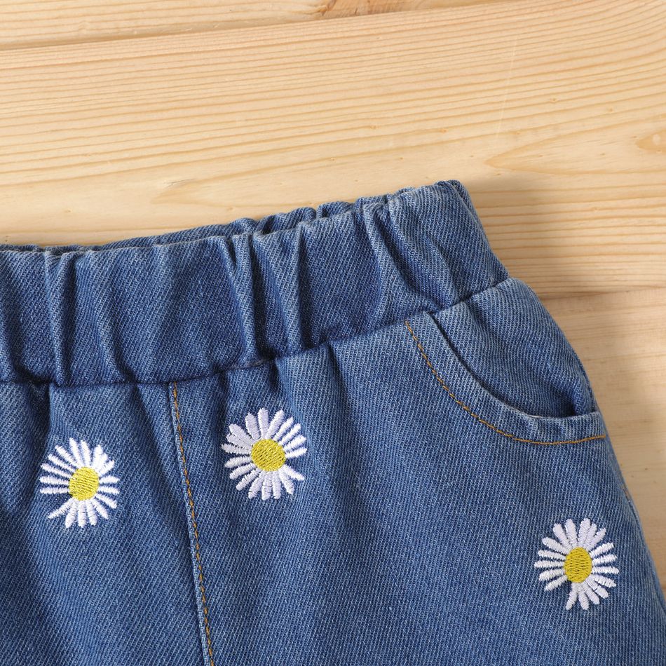 100% Cotton Baby Boy/Girl Allover Daisy Embroidered Denim Shorts DENIMBLUE big image 3