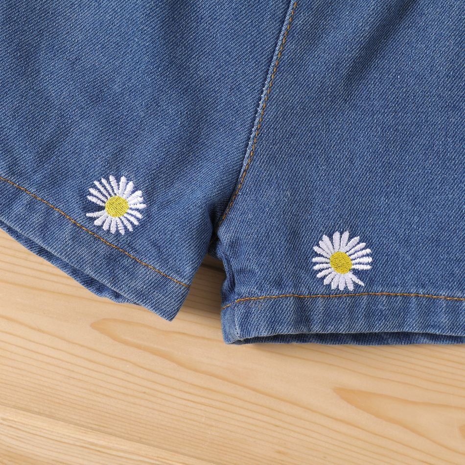 100% Cotton Baby Boy/Girl Allover Daisy Embroidered Denim Shorts DENIMBLUE big image 5