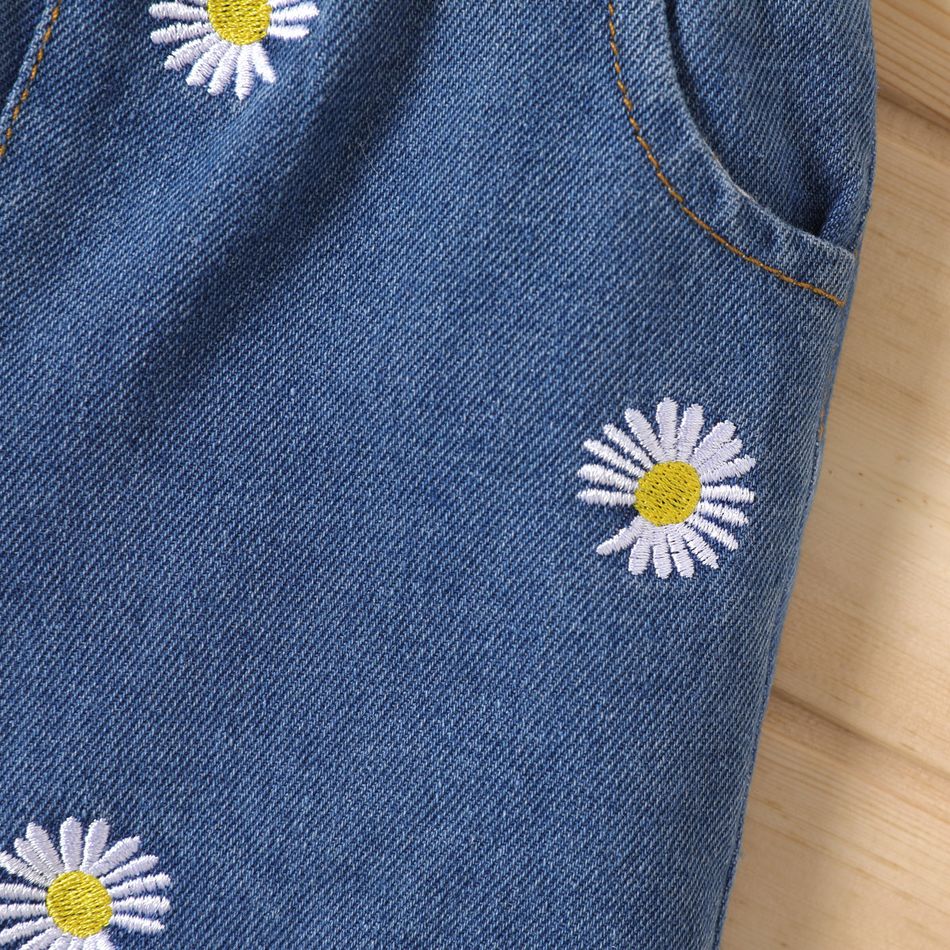 100% Cotton Baby Boy/Girl Allover Daisy Embroidered Denim Shorts DENIMBLUE big image 4