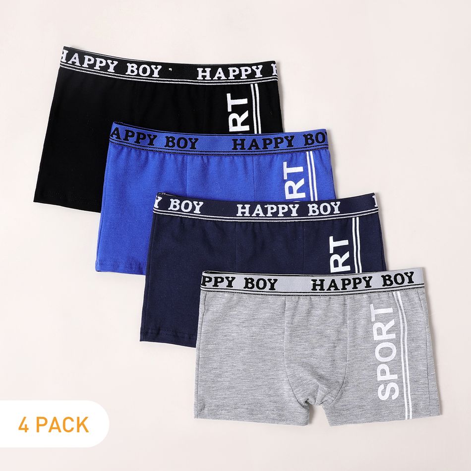4-Pack Kid Boy Letter Print Boxer Briefs Underwear Multi-color