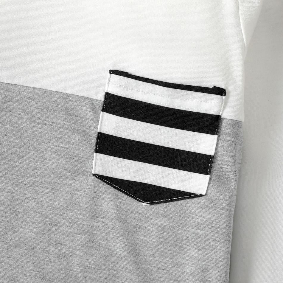 Kid Boy Striped Colorblock Pocket Design Long-sleeve Tee White big image 4