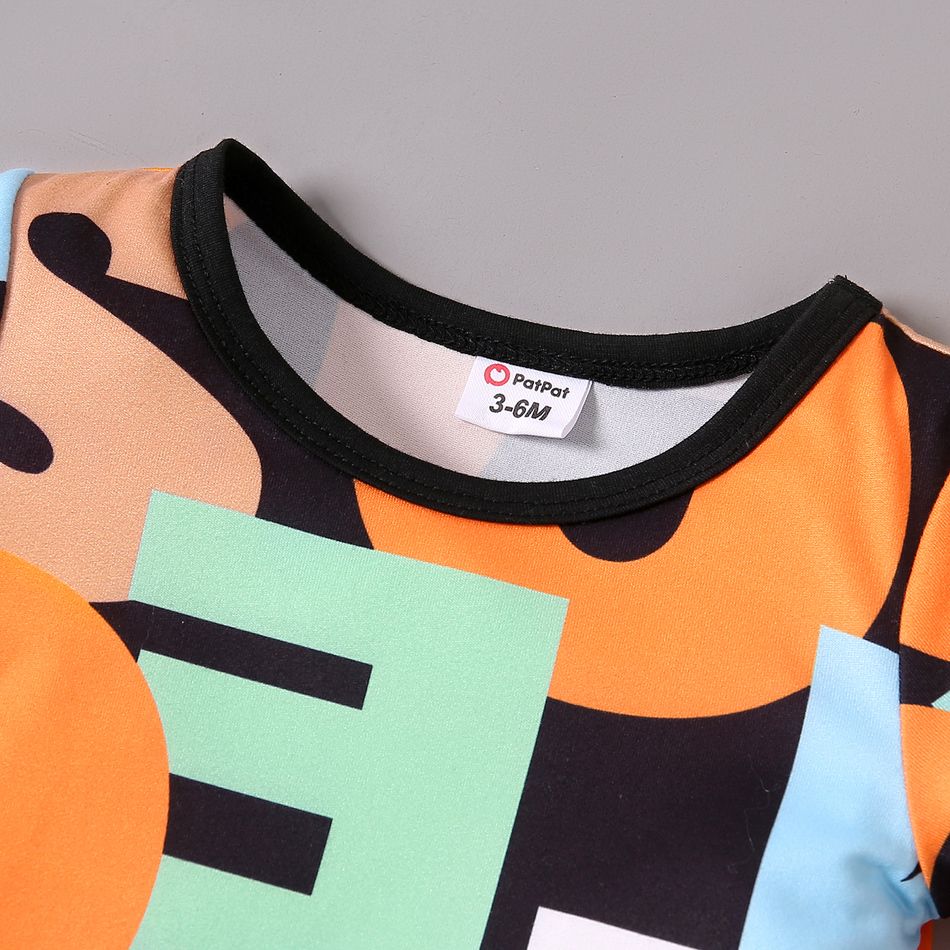 Baby Boy Allover Letter Print Short-sleeve Jumpsuit Colorful big image 3