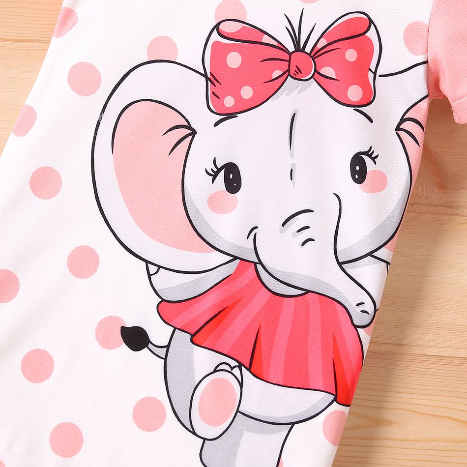 Bebé Elefante Infantil Manga curta Vestidos Rosa big image 5