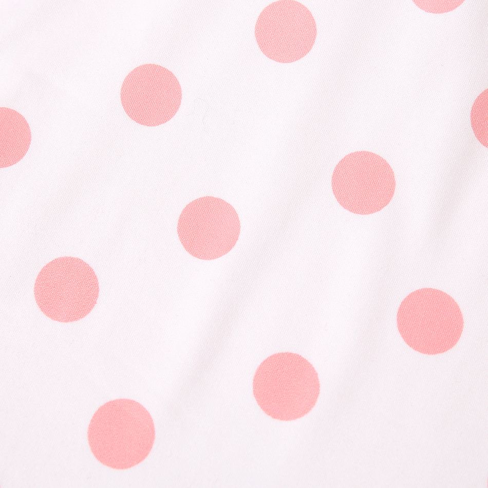 Baby Girl Polka Dots Cartoon Elephant Print Spliced Short-sleeve T-shirt Dress Pink big image 6