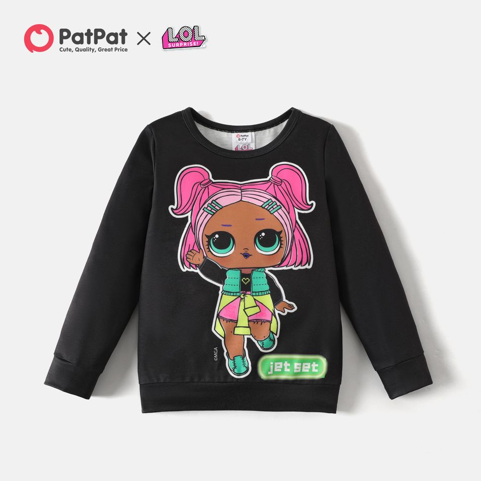 L.O.L. SURPRISE! Kid Girl Letter Characters Print Pullover Sweatshirt Black