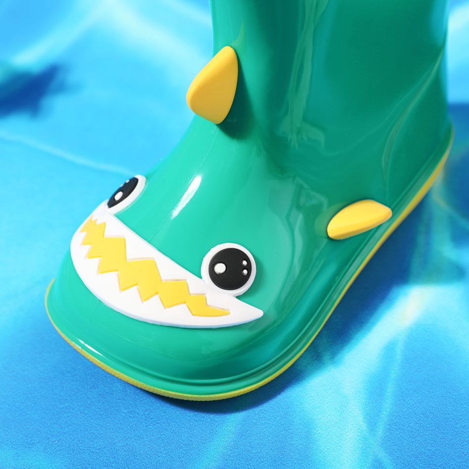 Toddler / Kid Cartoon Shark Waterproof Rain Boots Green big image 4