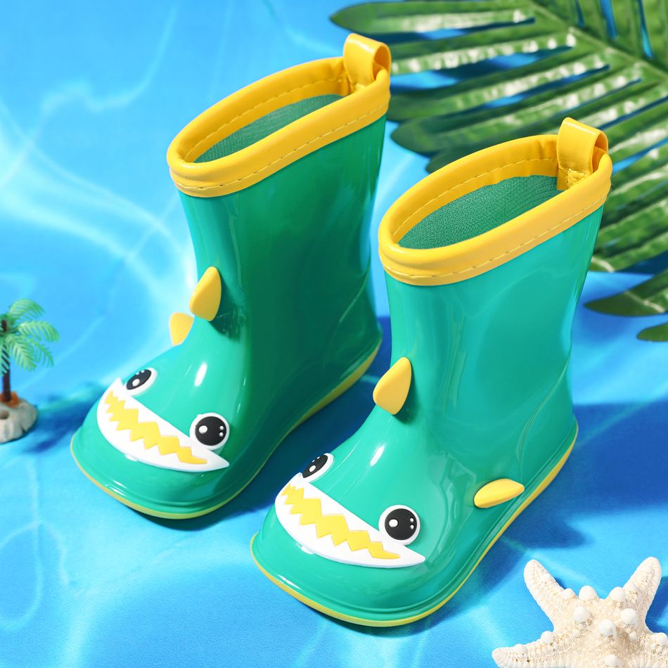 Toddler / Kid Cartoon Shark Waterproof Rain Boots Green big image 2