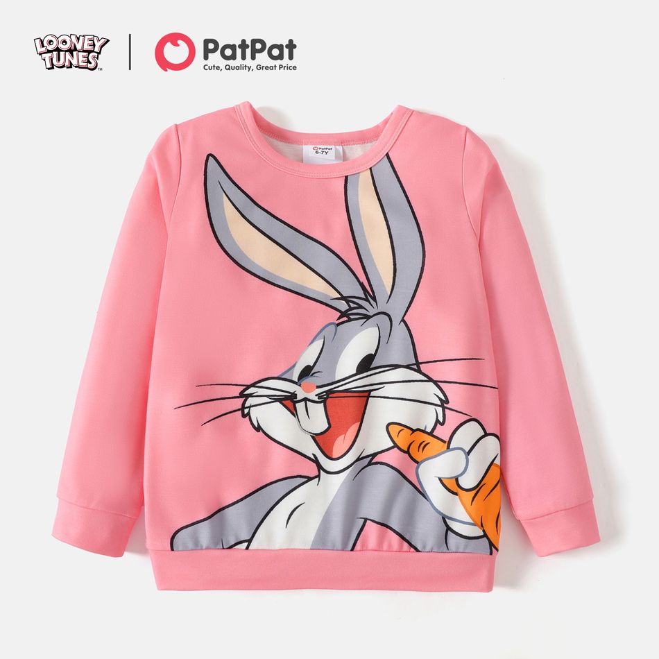 Looney Tunes Kid Girl Characters Print Pullover Sweatshirt Pink big image 1