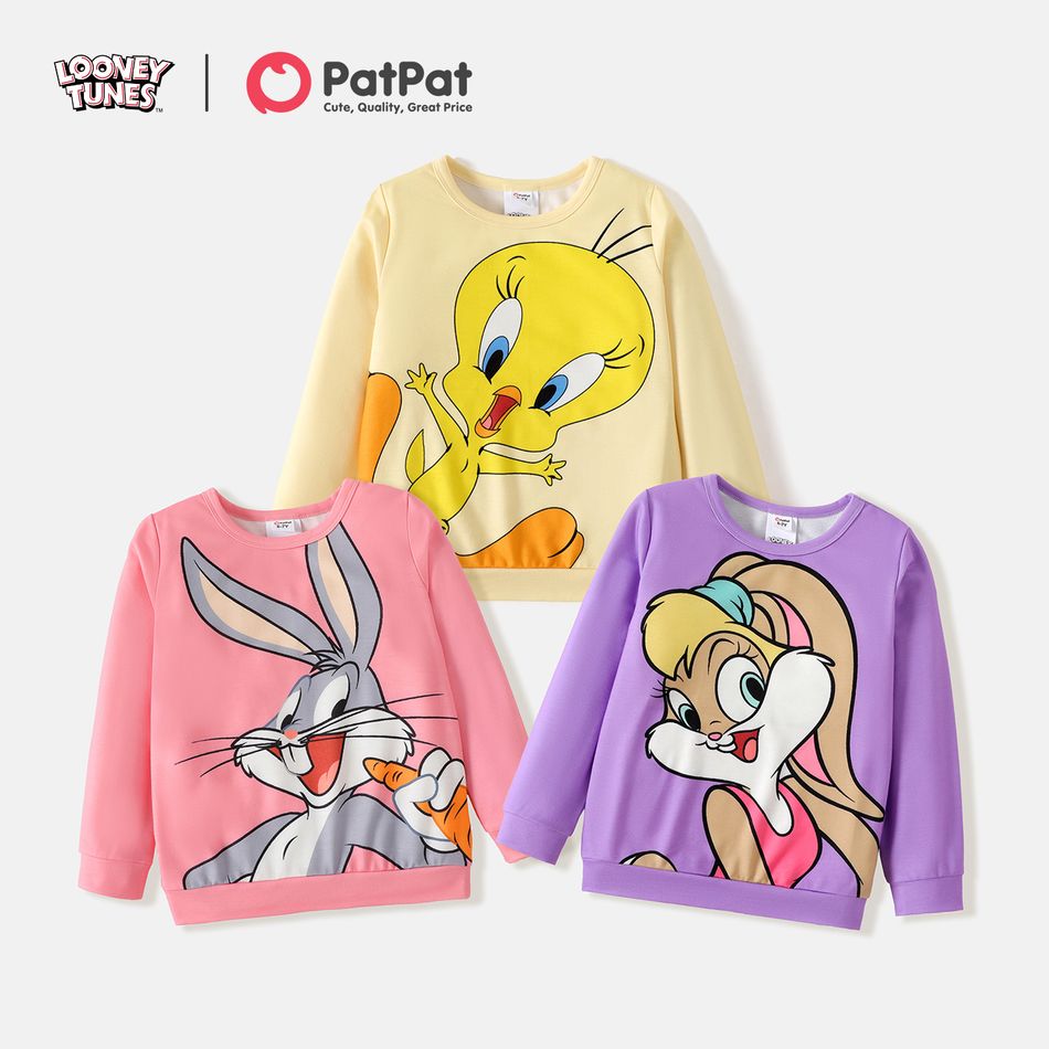 Looney Tunes Kid Girl Characters Print Pullover Sweatshirt Pink big image 2