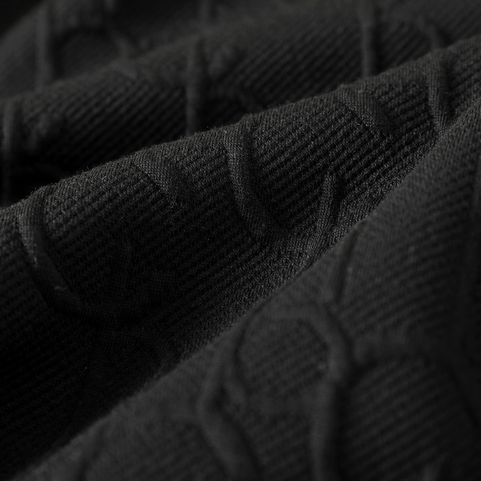 Kid Boy Solid Color Textured Elasticized Pants Black big image 6