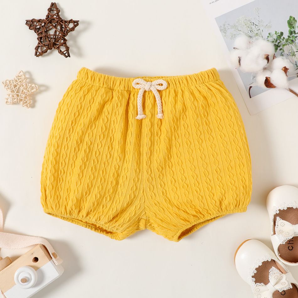 Baby Boy/Girl Solid Cable Knit Elasticized Waist Shorts Ginger-2 big image 1