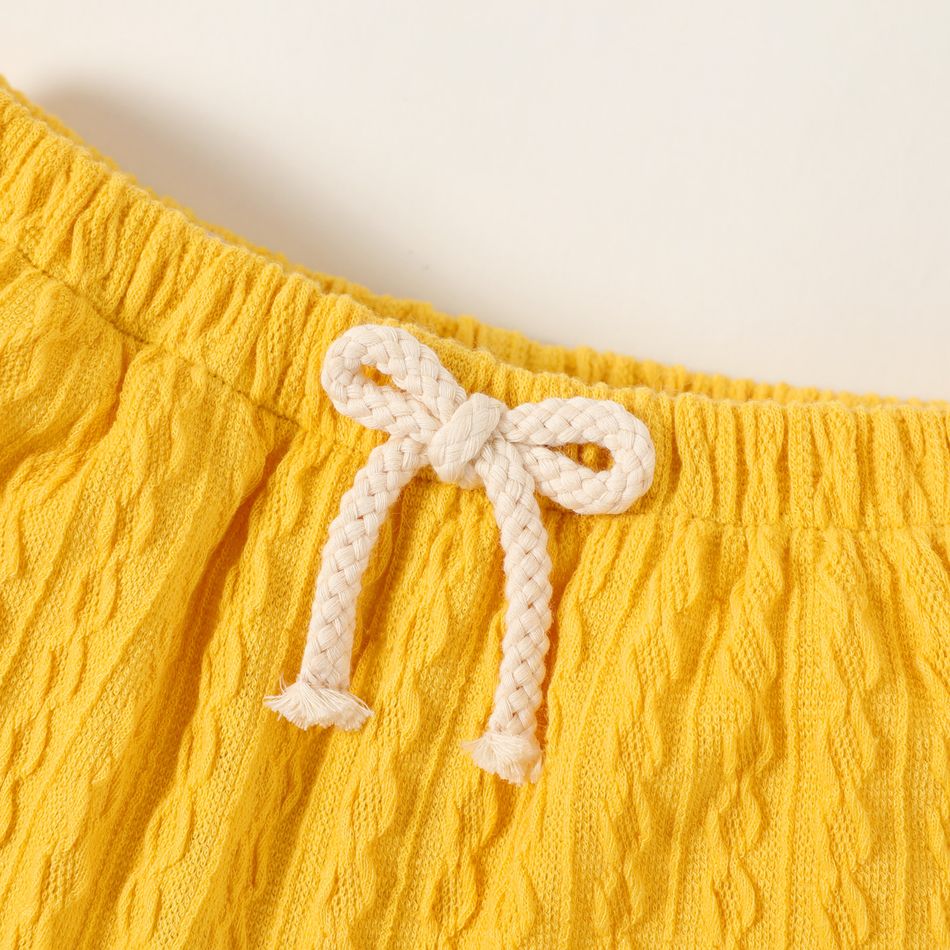 Baby Boy/Girl Solid Cable Knit Elasticized Waist Shorts Ginger-2 big image 4