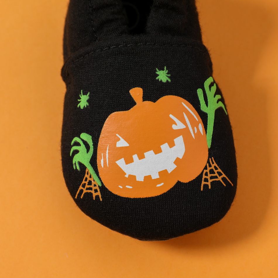 Baby / Toddler Halloween Pumpkin Letter Pattern Black Prewalker Shoes Black