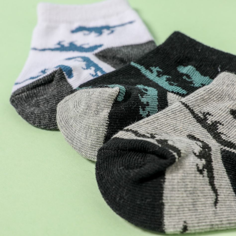 3-pairs Baby Dinosaur Pattern Socks Color-A big image 2