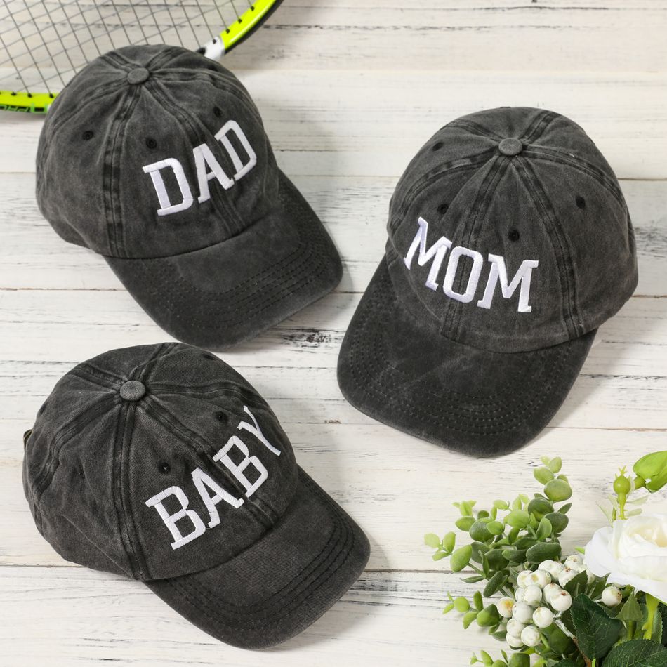 Family Matching Letter Embroidered Baseball Cap Dark Grey big image 3