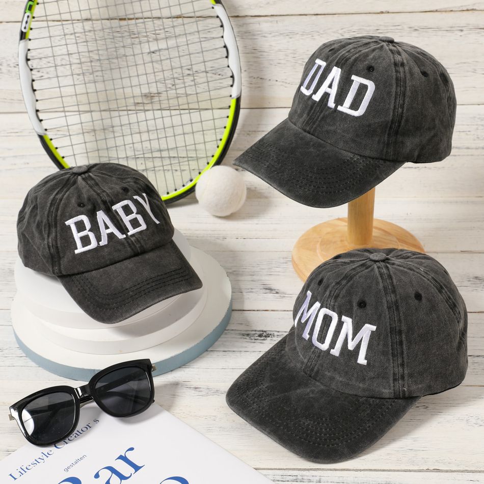 Family Matching Letter Embroidered Baseball Cap Dark Grey big image 1