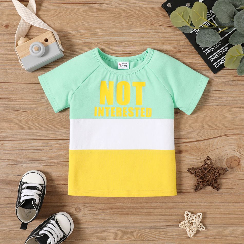 Neonato Ragazzo Cuciture in tessuto Casual Manica corta Maglietta verdebianco big image 1