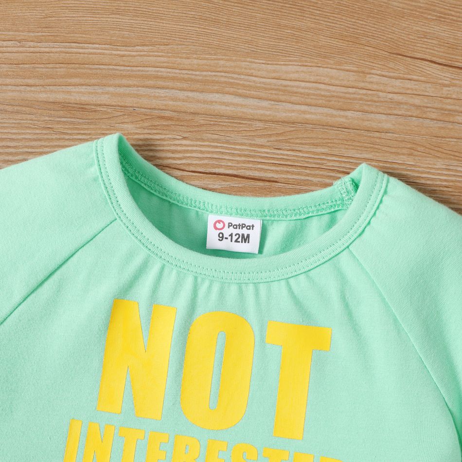 Baby Boy 95% Cotton Short-sleeve Letter Print Colorblock T-shirt greenwhite big image 4