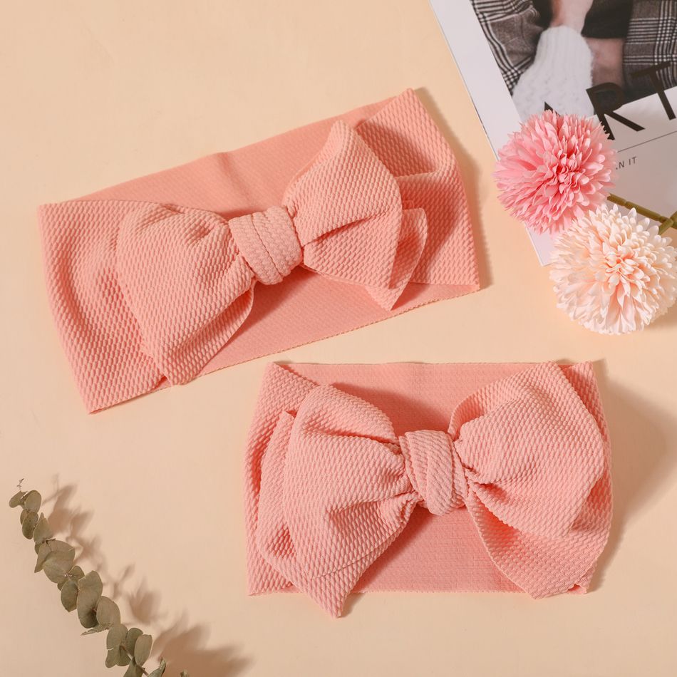 Simple Pure Color Bow Headband for Mom and Me Pink big image 1