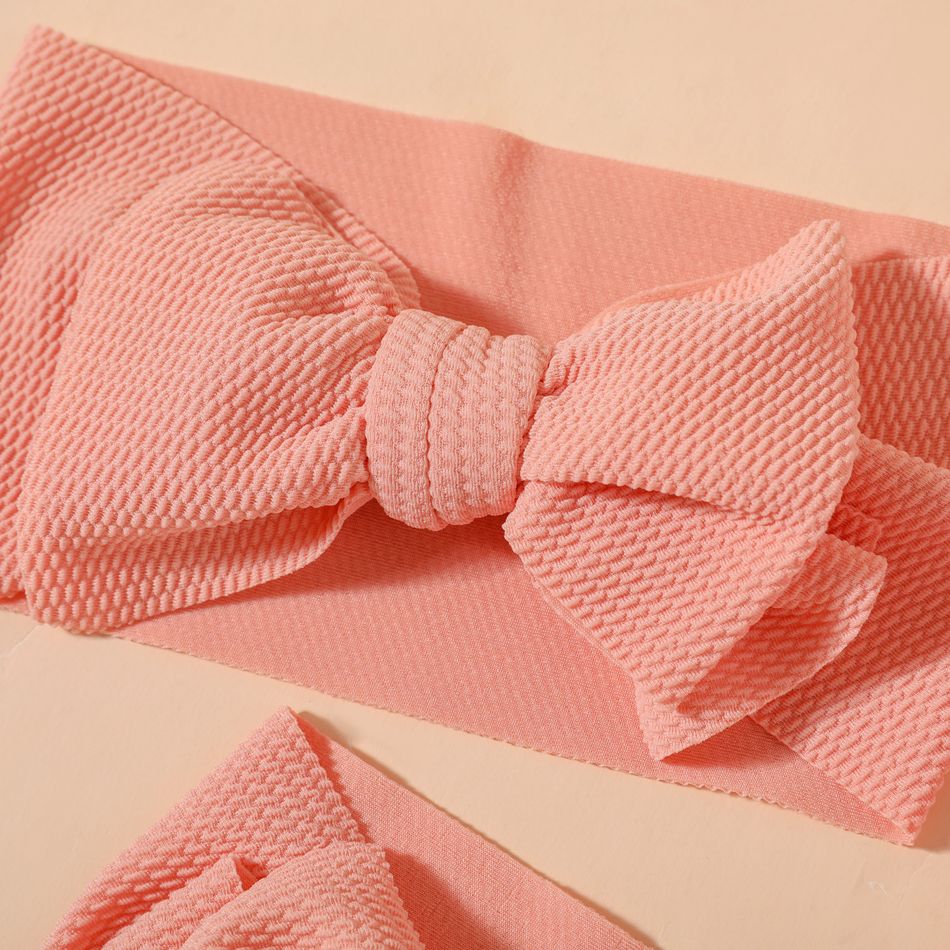 Simple Pure Color Bow Headband for Mom and Me Pink big image 4