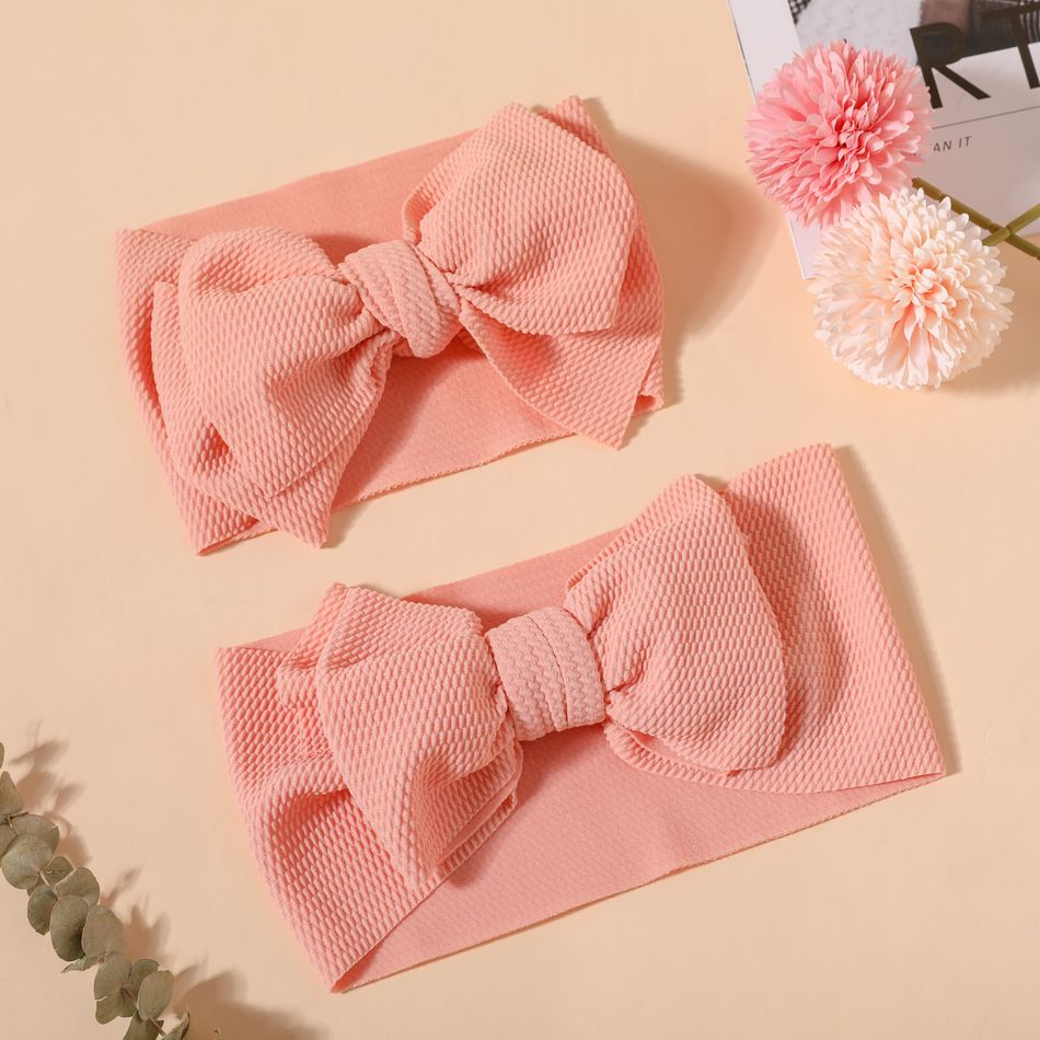 Simple Pure Color Bow Headband for Mom and Me Pink big image 7