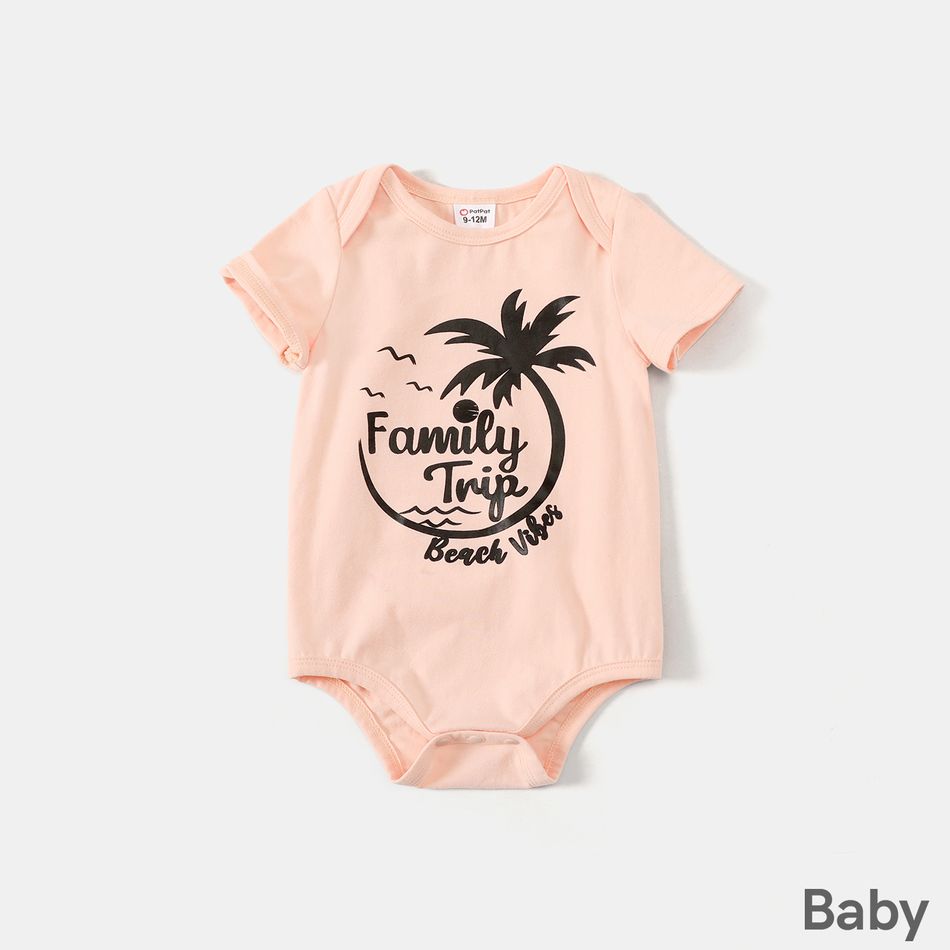 Family Matching 95% Cotton Short-sleeve Coconut Tree & Letter Print T-shirts ColorBlock big image 9