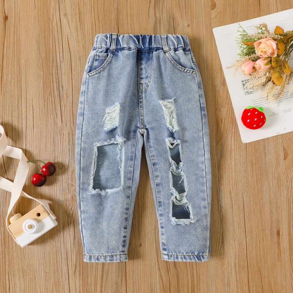 Toddler Girl Casual Straight Blue Ripped Denim Jeans Blue