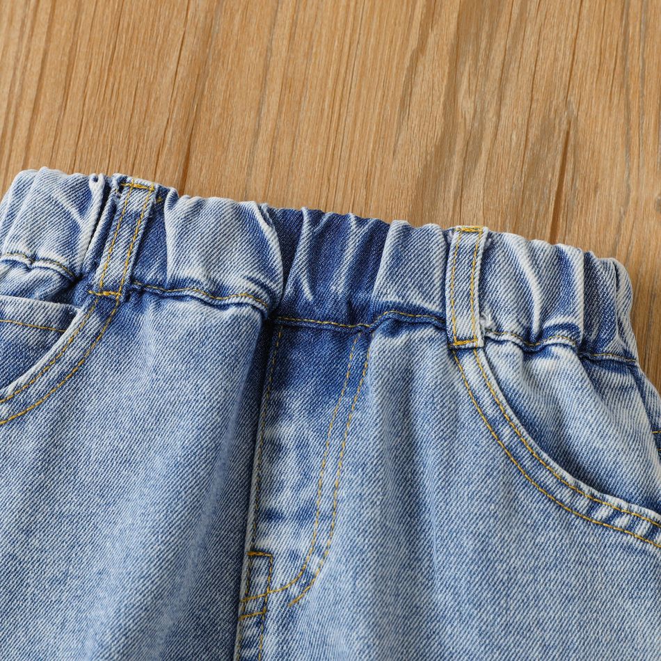 Toddler Girl Casual Straight Blue Ripped Denim Jeans Blue big image 3