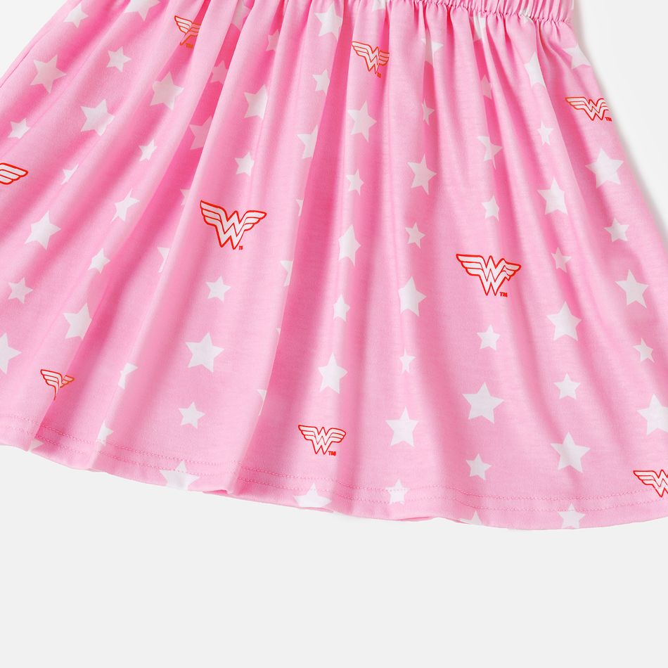 Wonder Woman Toddler Girl Stars Allover Print Short-sleeve Pink Dress Pink big image 5