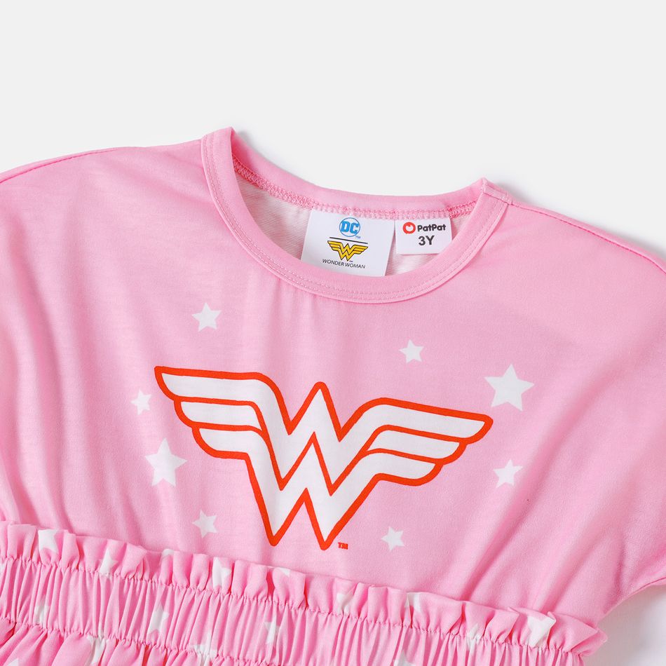 Wonder Woman Toddler Girl Stars Allover Print Short-sleeve Pink Dress Pink big image 2