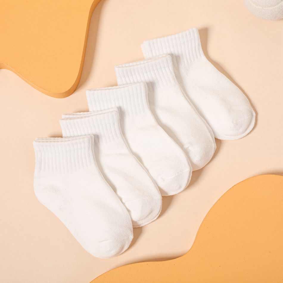 5-pairs Solid Socks for Mom and Me White