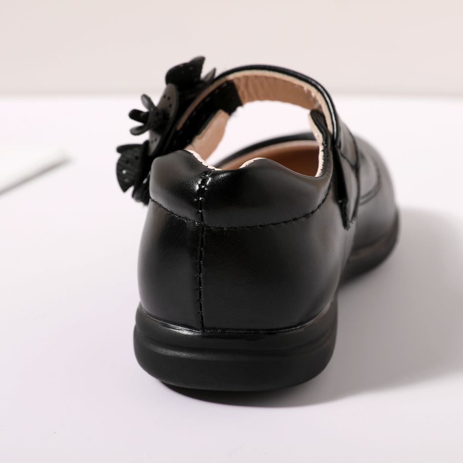Toddler / Kid Flower Decor Black Flats Mary Jane Shoes Black big image 4
