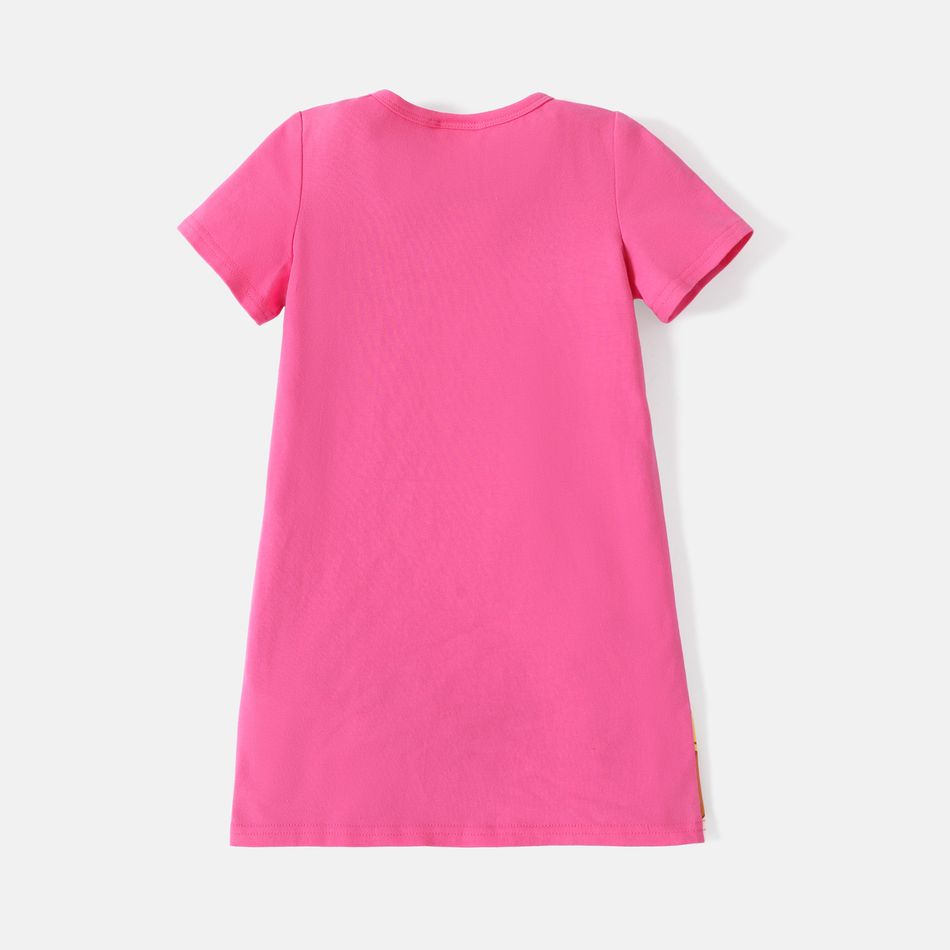 PAW Patrol Toddler Girl Letter Print Colorblock Short-sleeve Cotton Dress PinkyWhite big image 3