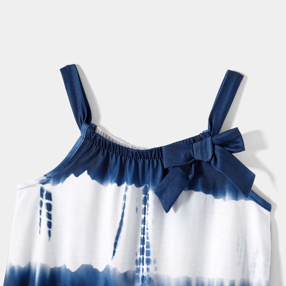 Family Matching Blue Tie Dye Flounce Cami Dresses and Short-sleeve Shirts Sets Blue big image 8