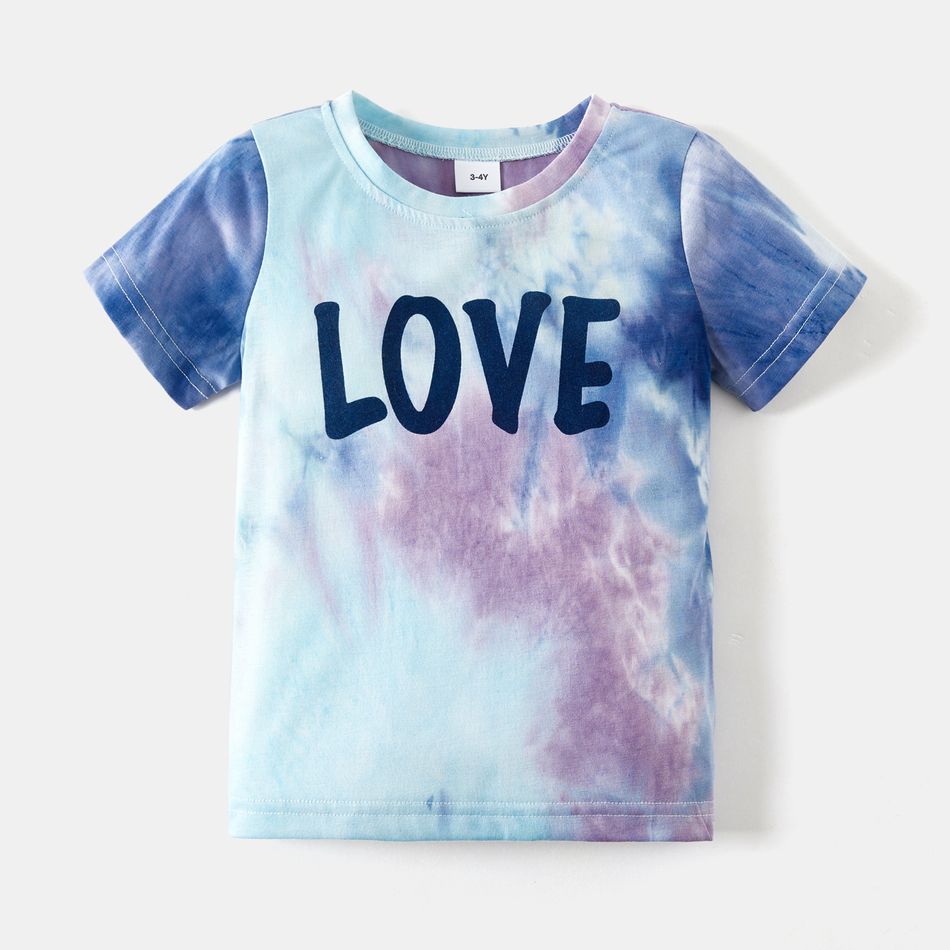 Letter Print Tie Dye Round Neck Short-sleeve T-shirts for Mom and Me Colorful big image 6