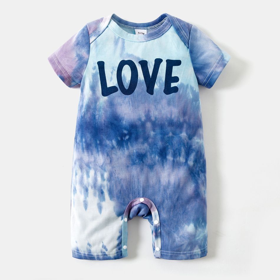 Letter Print Tie Dye Round Neck Short-sleeve T-shirts for Mom and Me Colorful big image 7