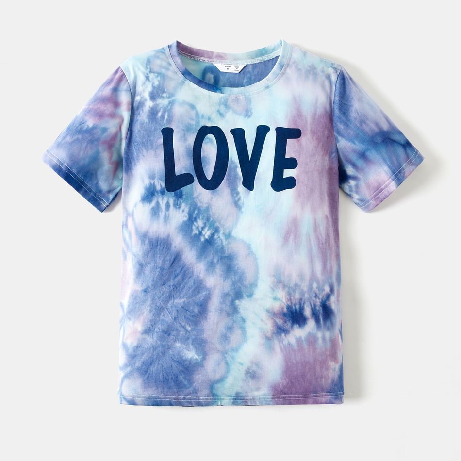 Letter Print Tie Dye Round Neck Short-sleeve T-shirts for Mom and Me Colorful big image 2