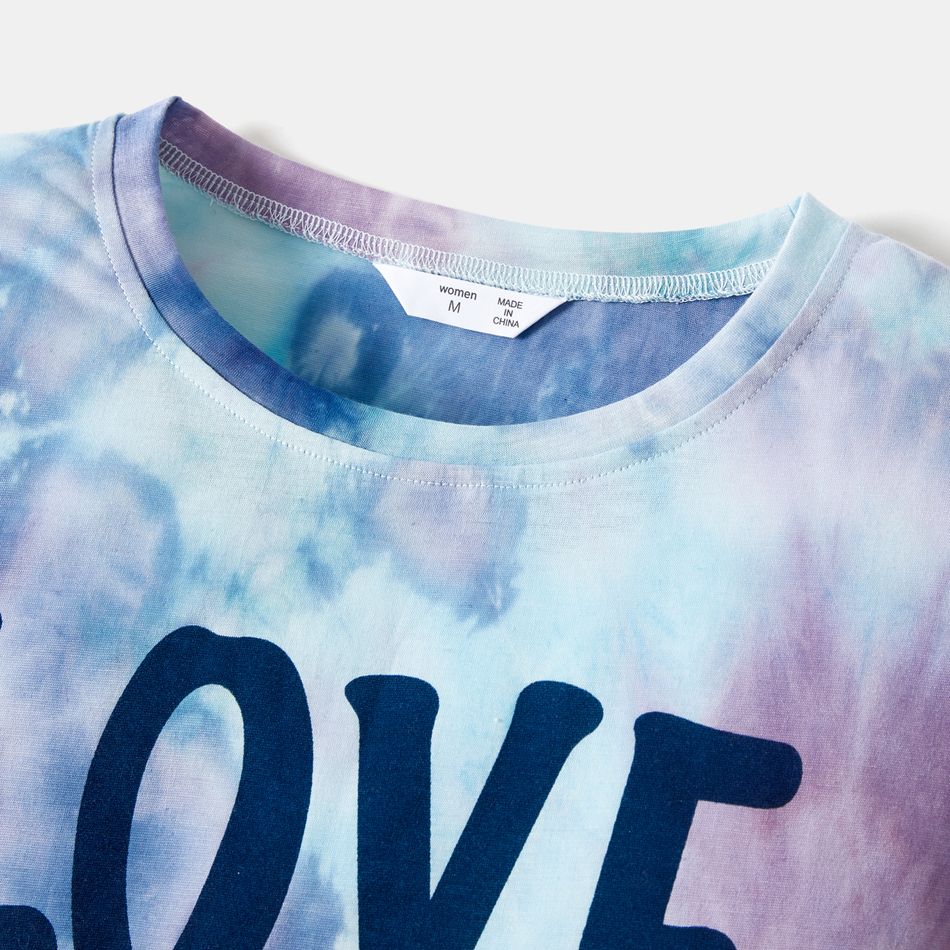 Letter Print Tie Dye Round Neck Short-sleeve T-shirts for Mom and Me Colorful big image 3