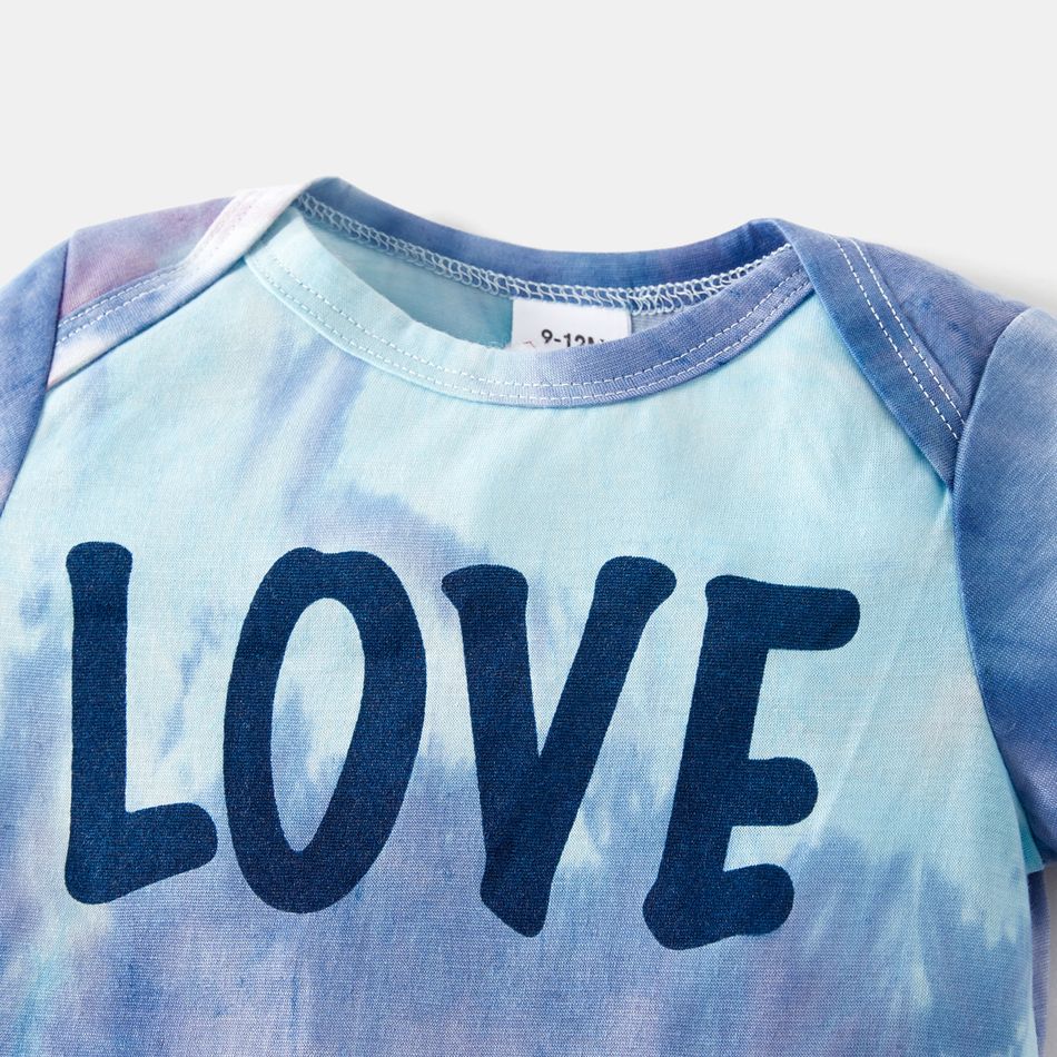 Letter Print Tie Dye Round Neck Short-sleeve T-shirts for Mom and Me Colorful big image 8