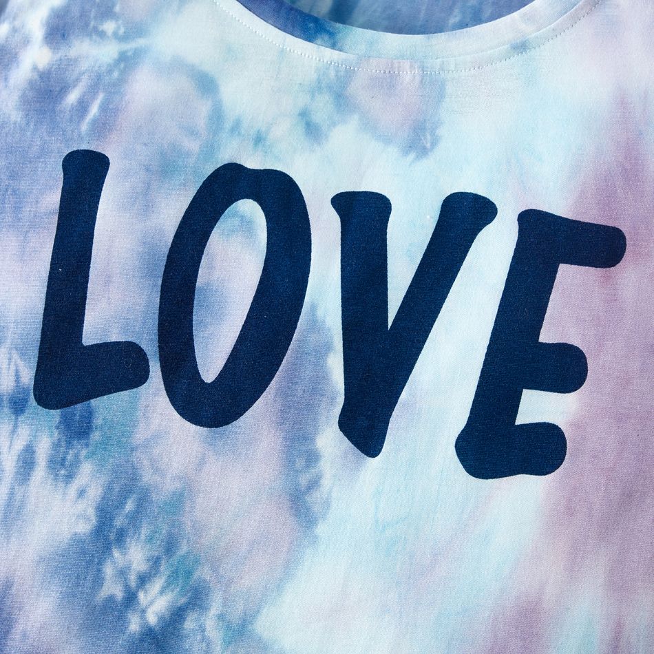Letter Print Tie Dye Round Neck Short-sleeve T-shirts for Mom and Me Colorful big image 4