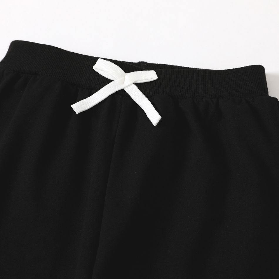 Calça jogger de algodão elástico de cor sólida casual menino menino Preto big image 2