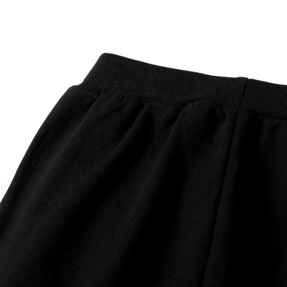 Calça jogger de algodão elástico de cor sólida casual menino menino Preto big image 3
